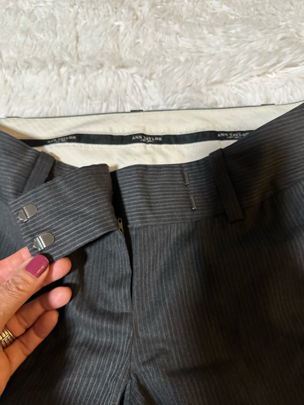 Ann Taylor Dark Gray Pinstripe Dress Pants